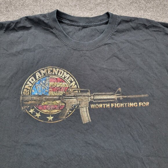2nd Amendment Tshirt Mens 2XL Black Short Sleeve Graphic Logo Worth Fighting For - Picture 3 of 7